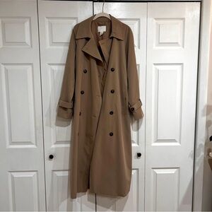 Tan long trench coat jacket